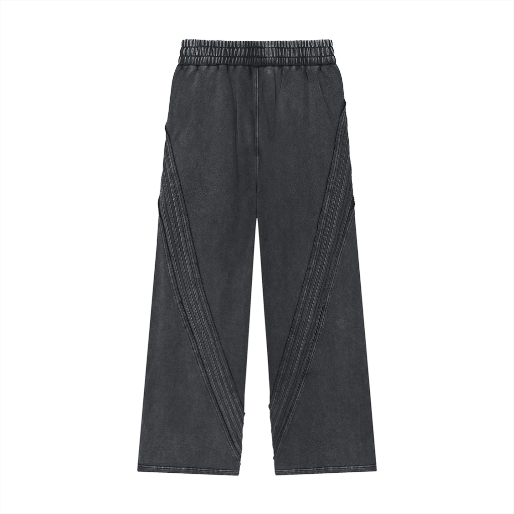 Black - Snow Washed Tape Raw Edge Sweatpants