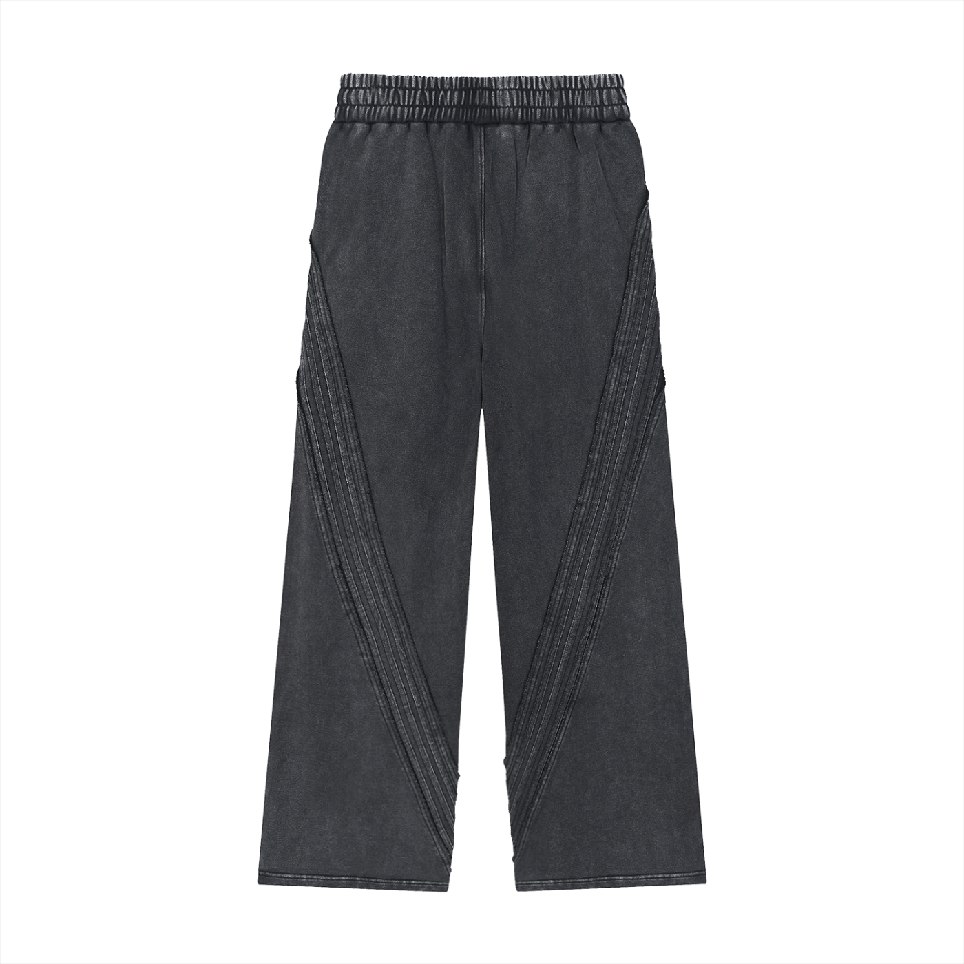 Black - Snow Washed Tape Raw Edge Sweatpants
