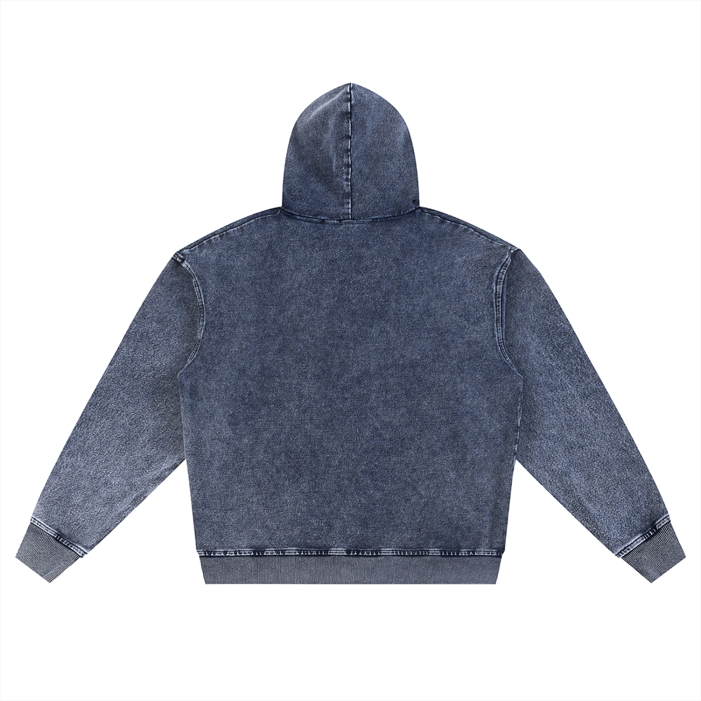 Royal Blue | Light Blue | Black - Snow Wash Oversized Zip-Up Hoodie