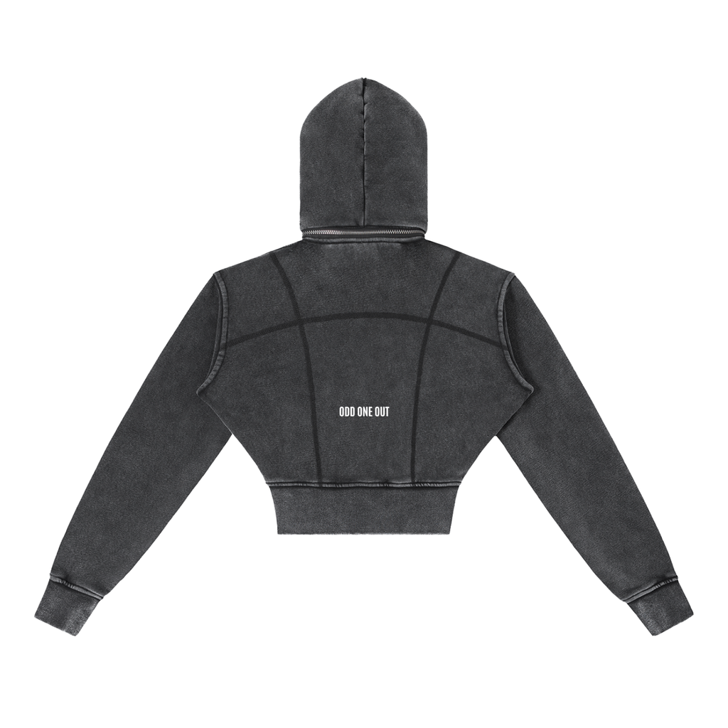 Washed Black Women's - Vintage Washed Cropped Fleece Hoodie