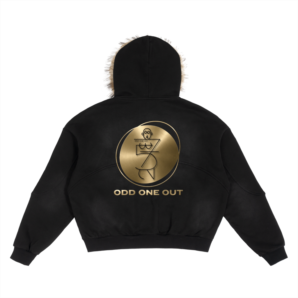 O.1.O Gold Plate - Sun Fade Boxy Detachable Fur Hoodie