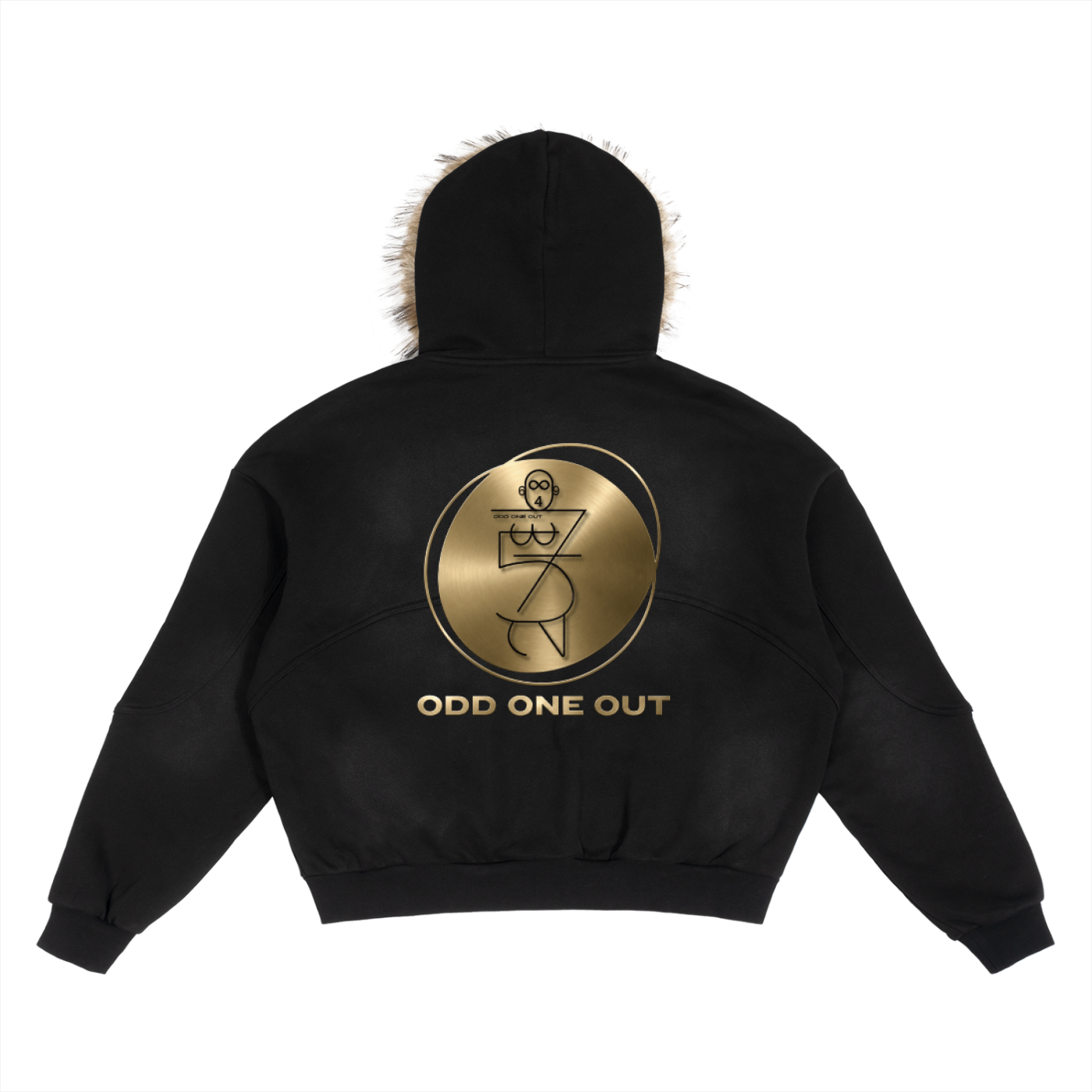 O.1.O Gold Plate - Sun Fade Boxy Detachable Fur Hoodie