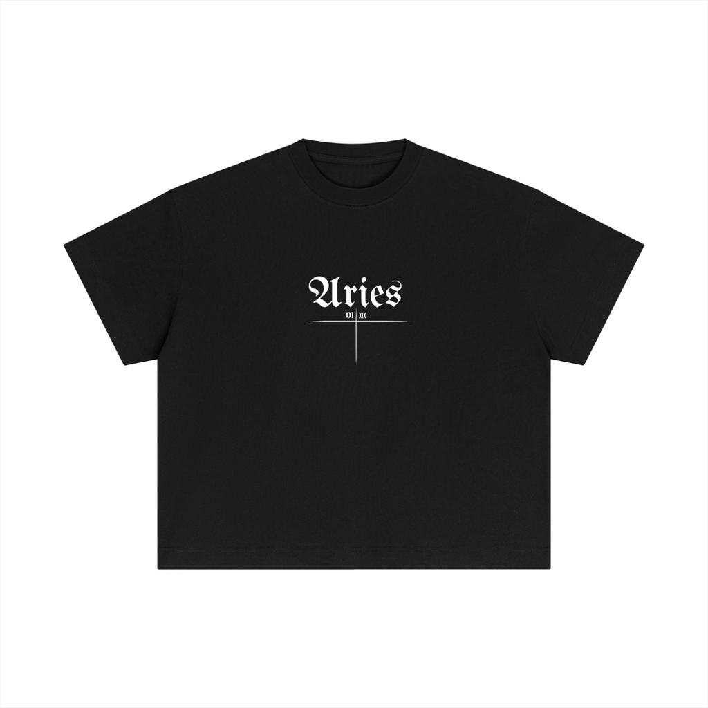 Aries Bearth Sign - Black Essential Cotton Boxy T-Shirt