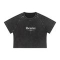 Gemini Bearth Sign - Women's Mineral Wash Raglan Crop T-Shirt