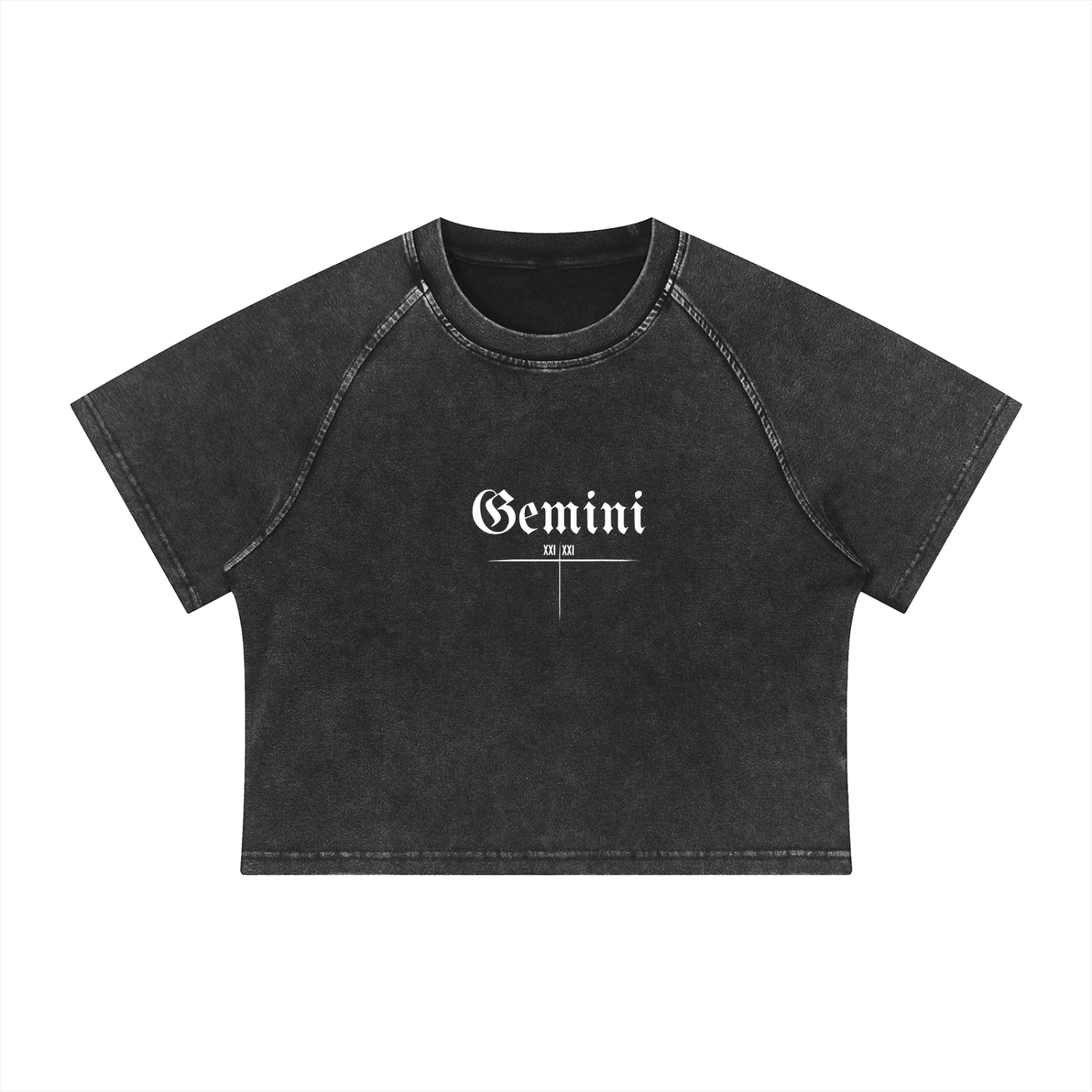 Gemini Bearth Sign - Women's Mineral Wash Raglan Crop T-Shirt