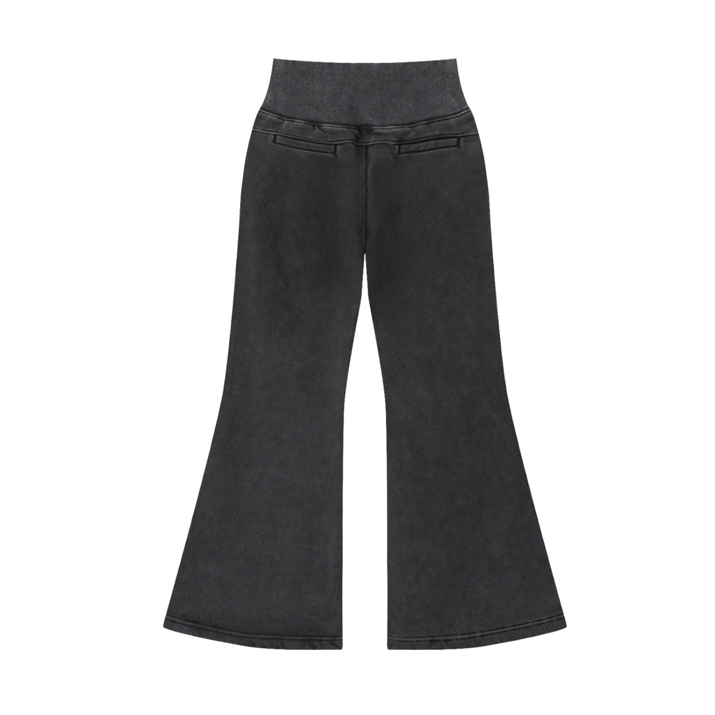 Washed Black Womens - Vintage Washed Flared Fleece Pants
