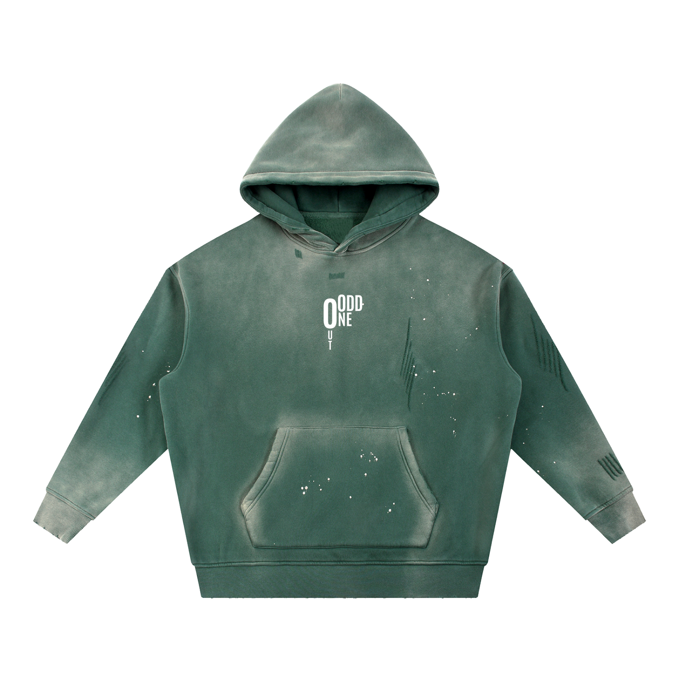 Grey Toned O.1.O Min - Vintage Washed Frayed Fleece Hoodie