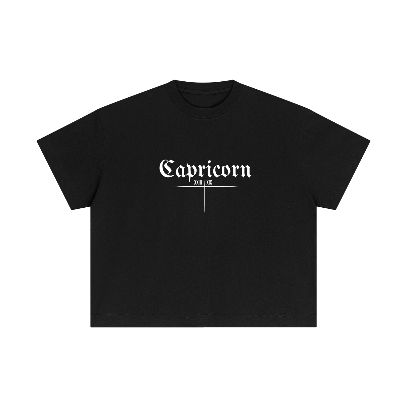 Capricorn Bearth Signs - Black Essential Cotton Boxy T-Shirt