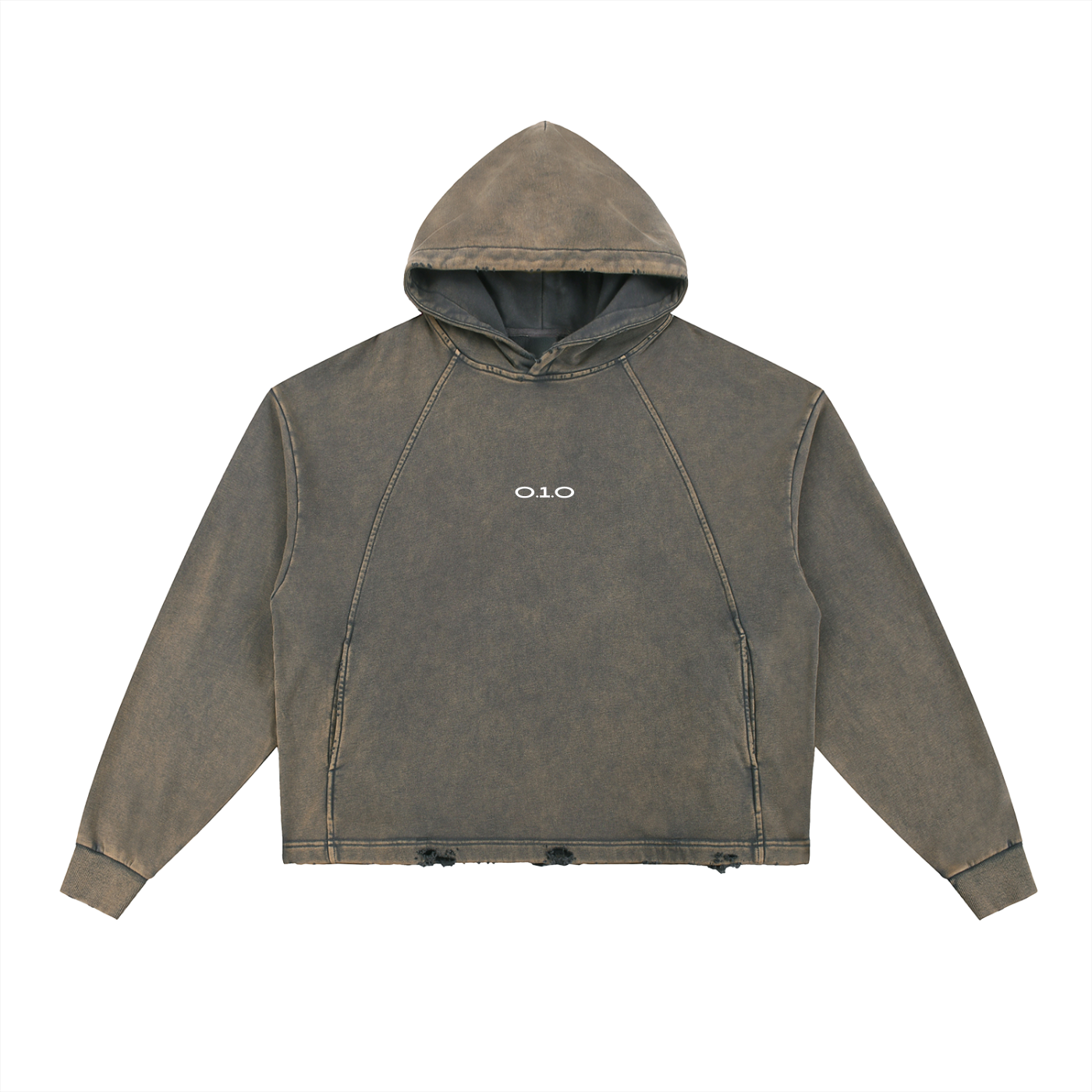 O.1.O Spinner - Grey Toned - Vintage Washed Frayed-Hem Hoodie