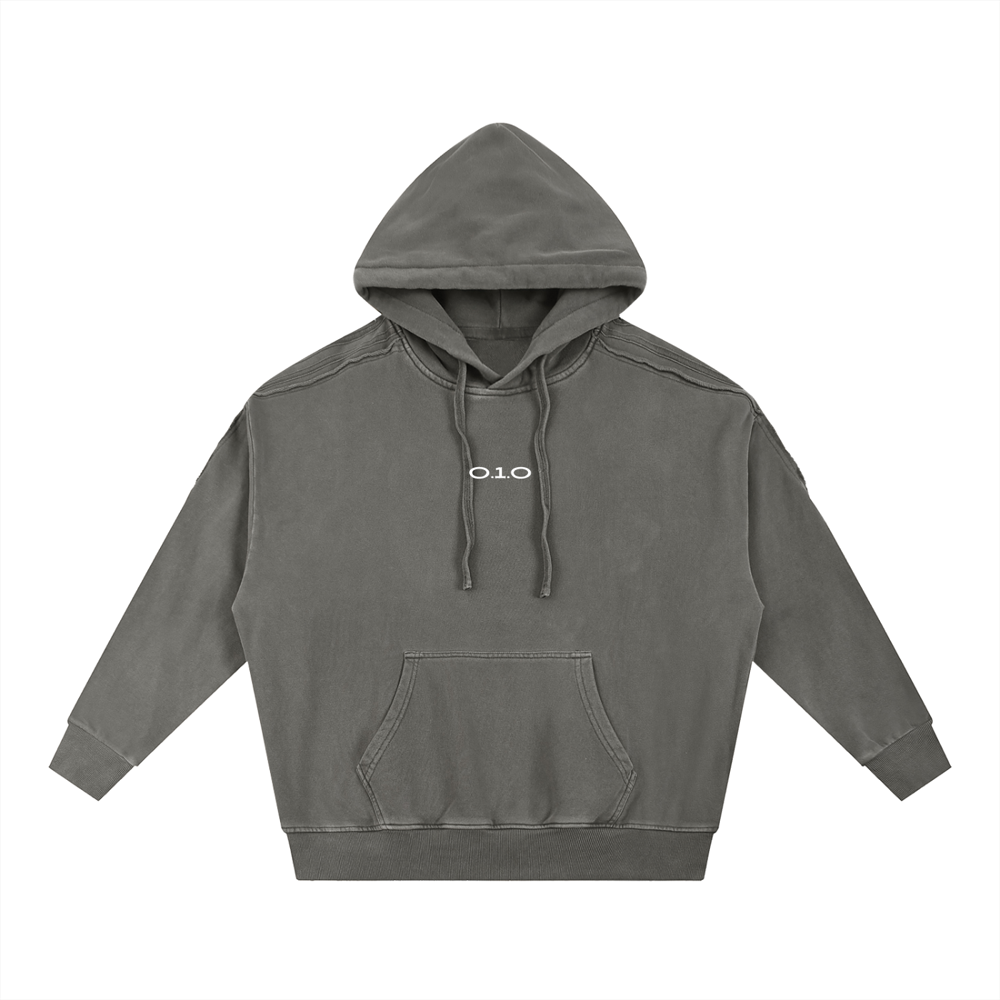Dark Gray - Snow Washed Tape Raw Edge Hoodie