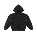 O.1.O Silver Plate - Contrast-Stitched Boxy Fleece Zip Hoodie