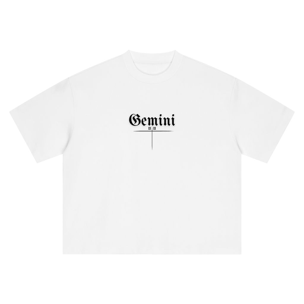 Gemini Bearth Sign - White Boxy Oversized T-Shirt