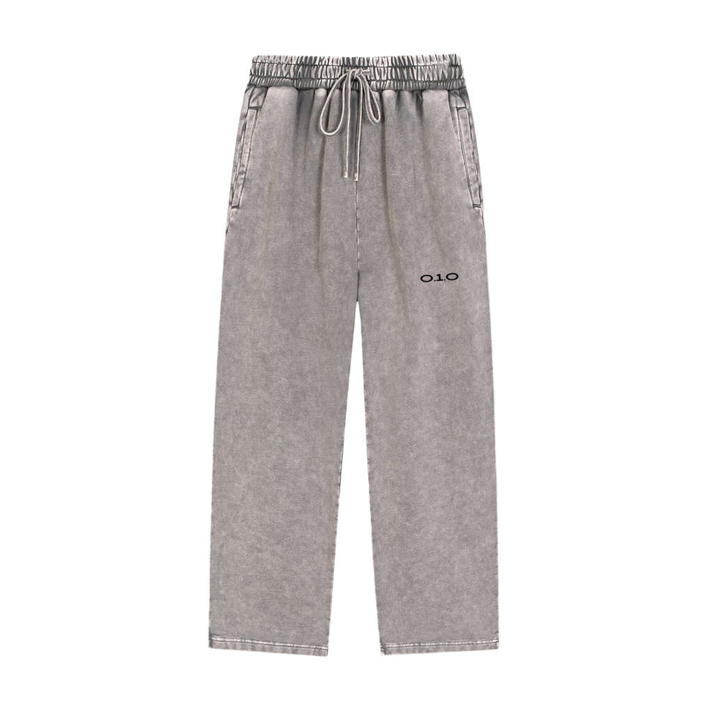 Light Gray - Black Logo Snow Washed Heavyweight Sweatpants
