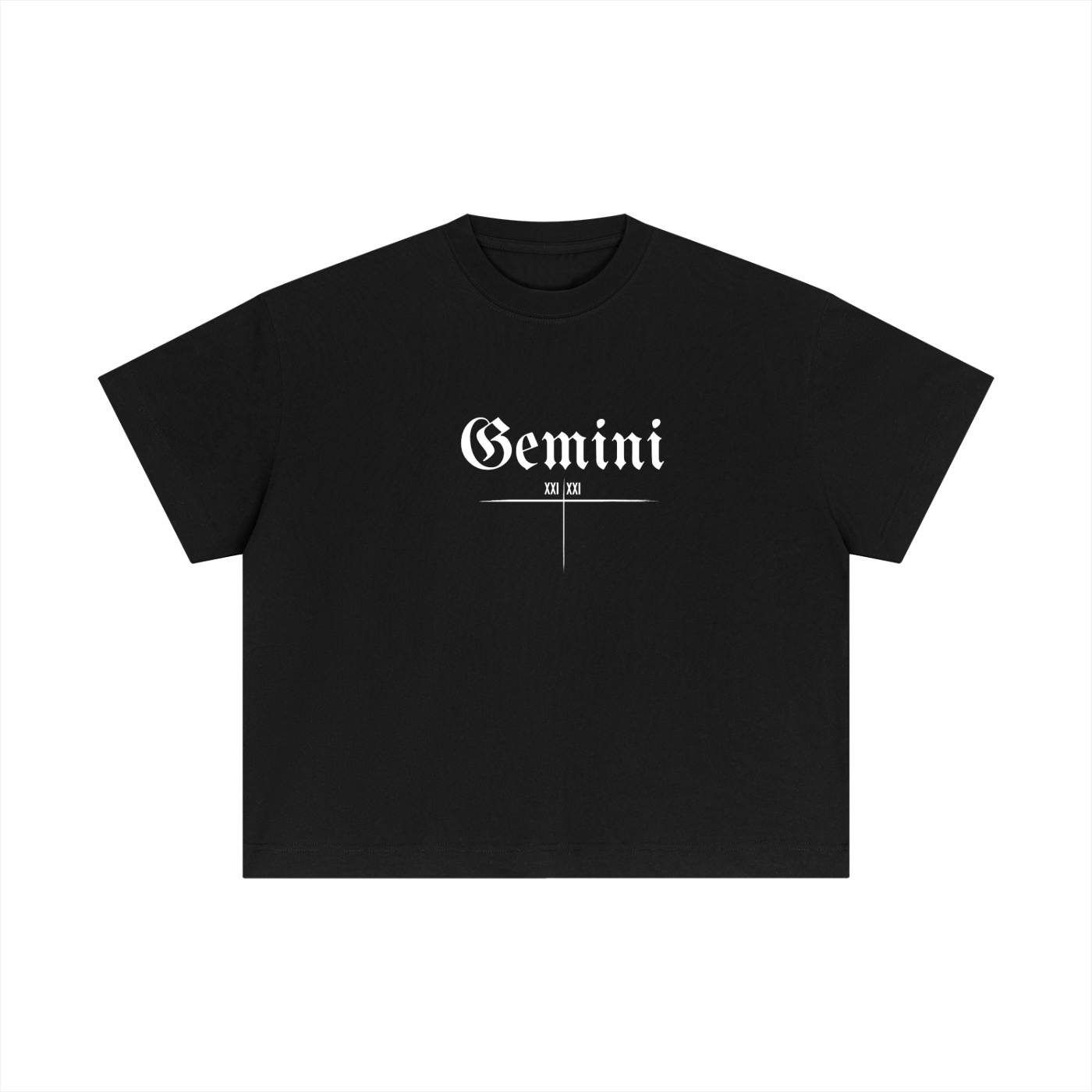 Gemini Bearth Signs - Black Essential Cotton Boxy T-Shirt