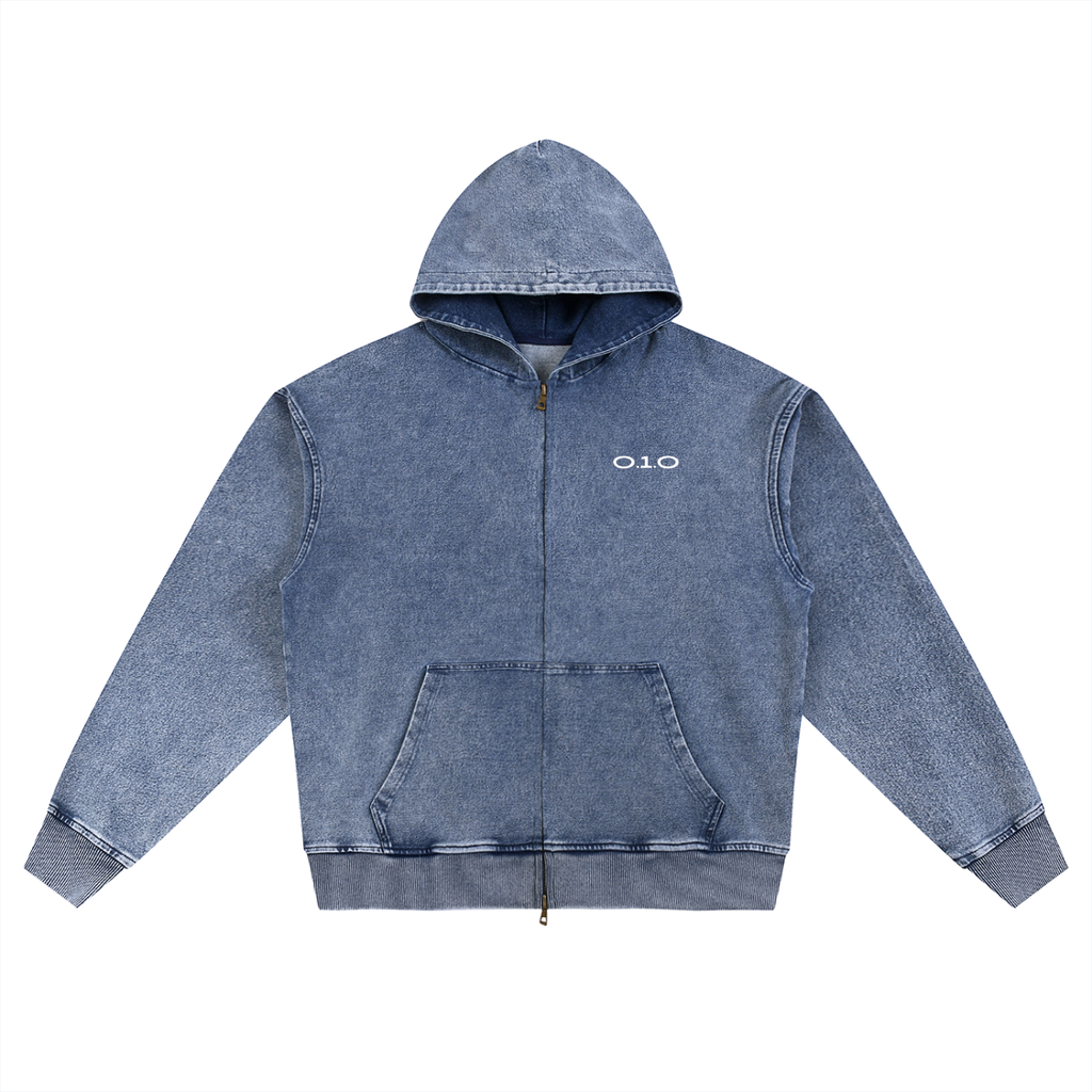 Royal Blue | Light Blue | Black - Snow Wash Oversized Zip-Up Hoodie