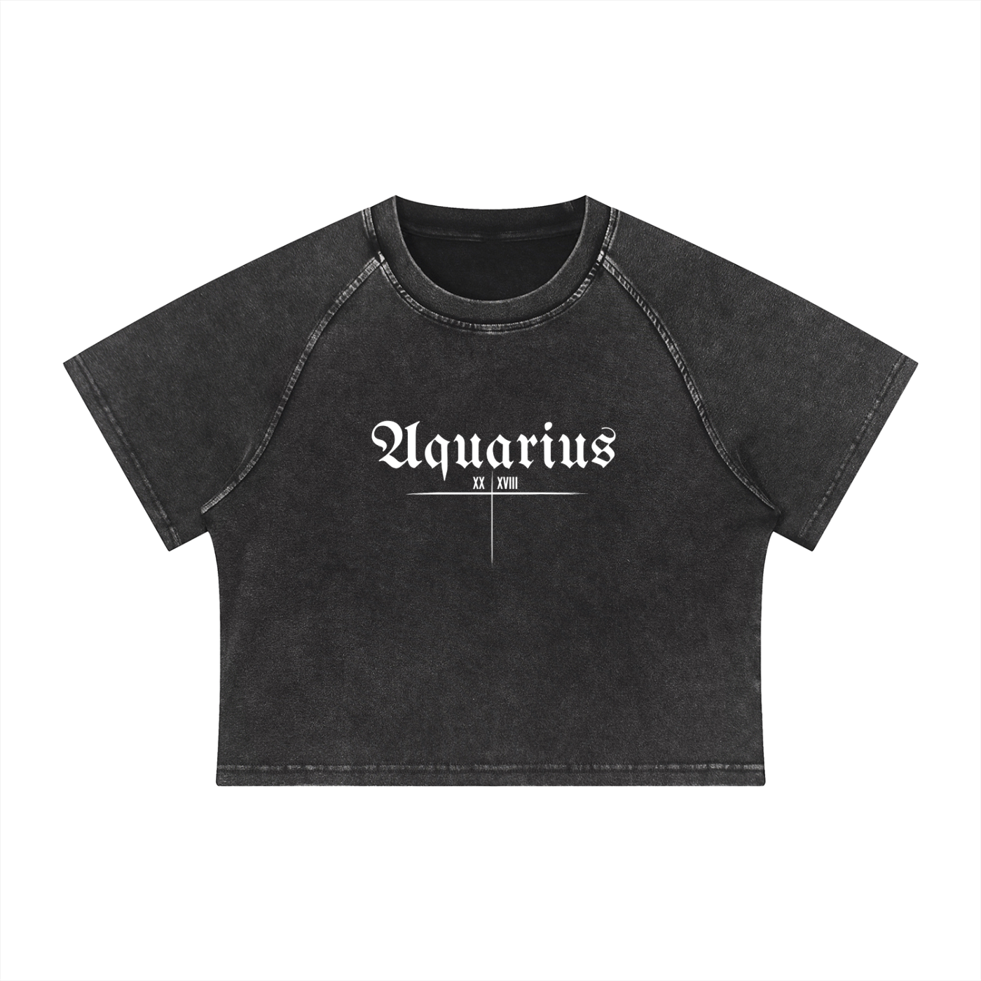 Aquarius Bearth Sign - Women's Mineral Wash Raglan Crop T-Shirt