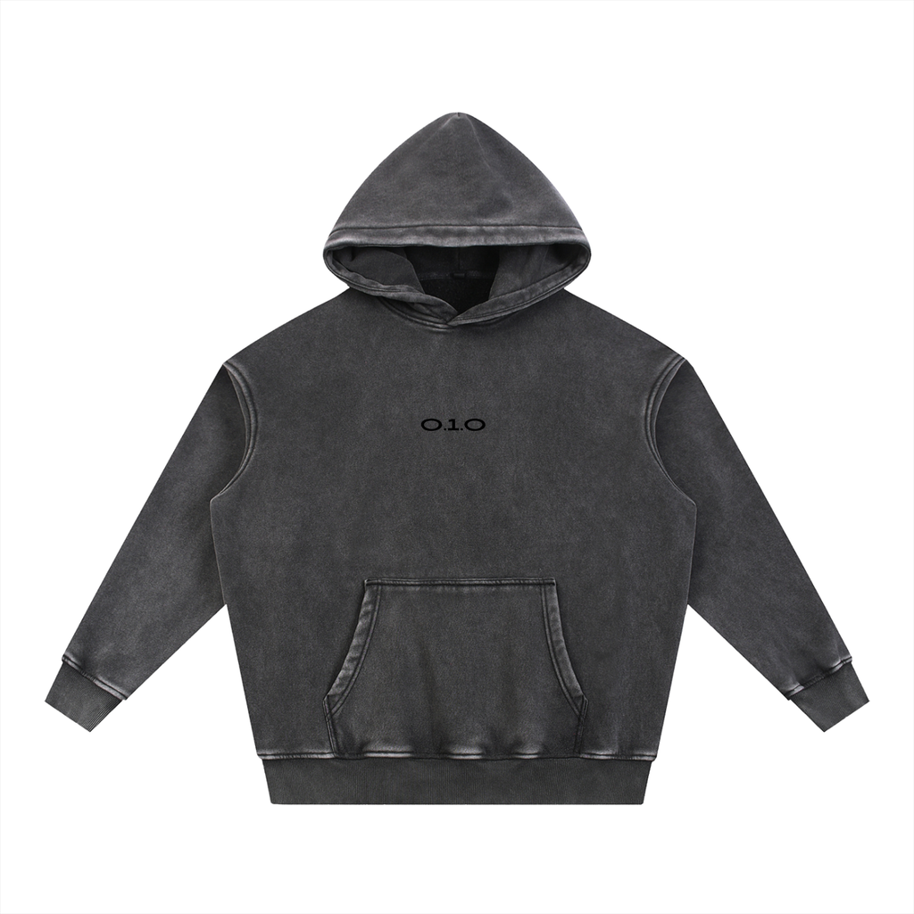 O.1.O Chrome - Dark Grey | Light Grey - Snow Wash Fleece Oversize Hoodie