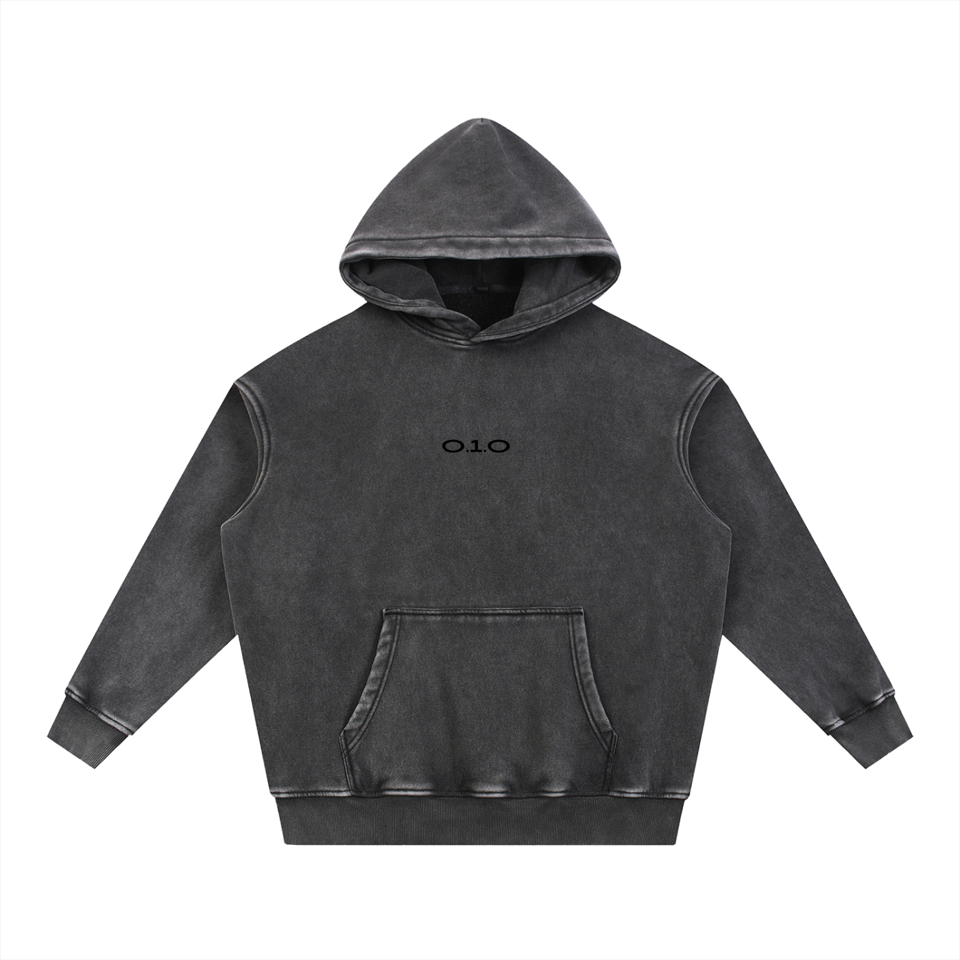 O.1.O Chrome - Dark Grey | Light Grey - Snow Wash Fleece Oversize Hoodie