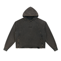 Black O.1.O Spinner - Vintage Washed Frayed-Hem Hoodie