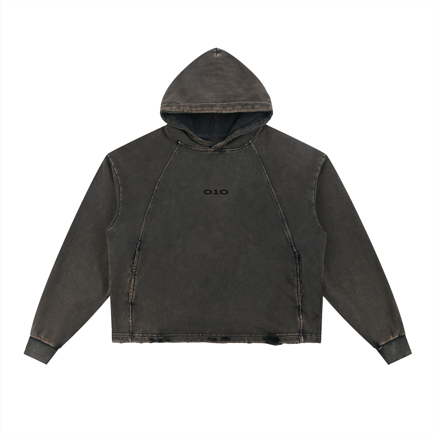 Black O.1.O Spinner - Vintage Washed Frayed-Hem Hoodie