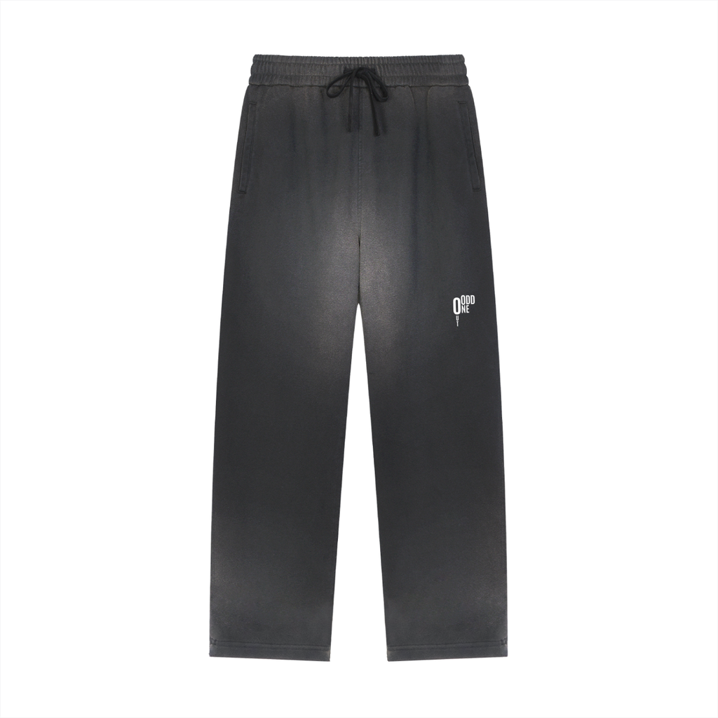 Black - Sun Fade Raw Edge Straight-Leg Sweatpants