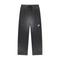Black - Sun Fade Raw Edge Straight-Leg Sweatpants
