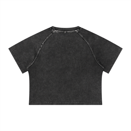 Aquarius Bearth Sign - Women's Mineral Wash Raglan Crop T-Shirt