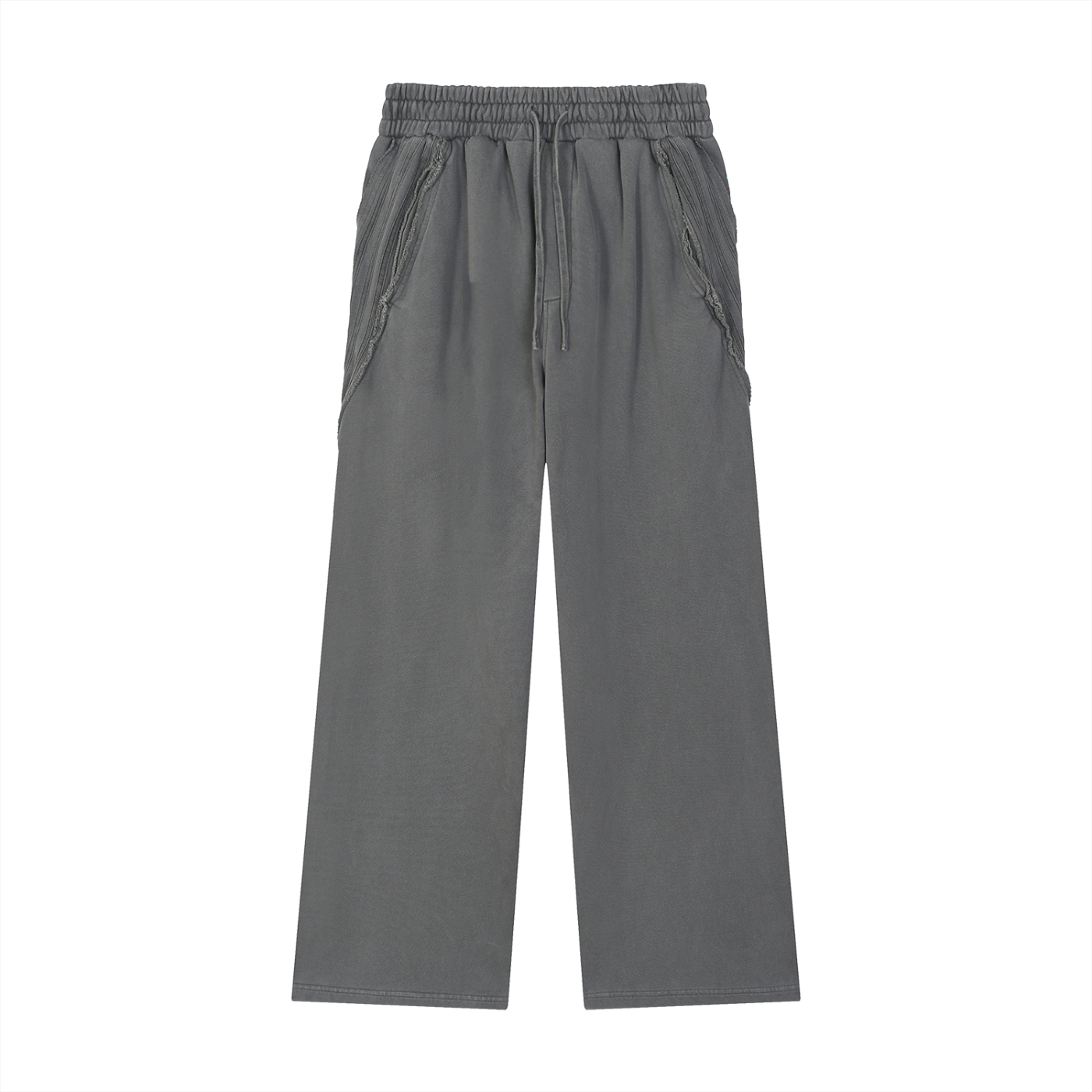 Dark Grey - Snow Washed Tape Raw Edge Sweatpants