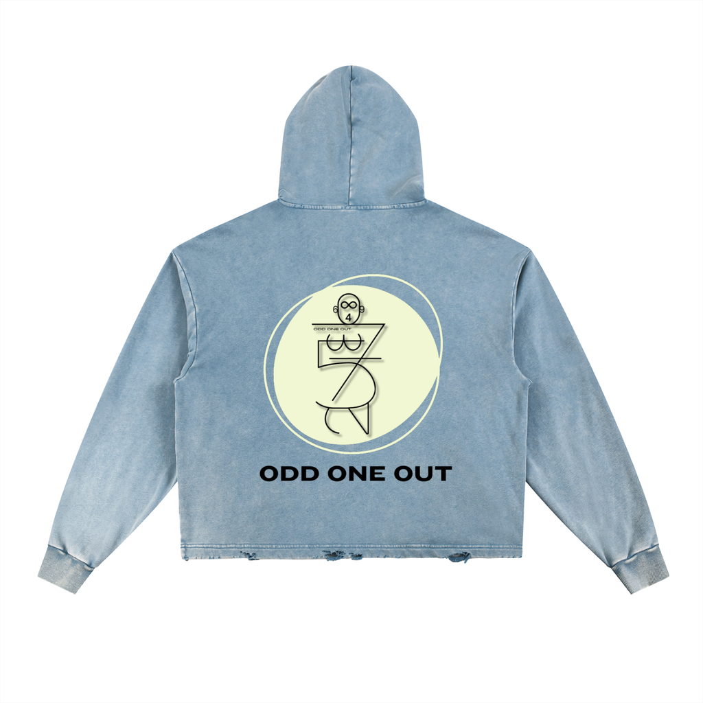 Blue O.1.O Spinner - Vintage Washed Frayed-Hem Hoodie