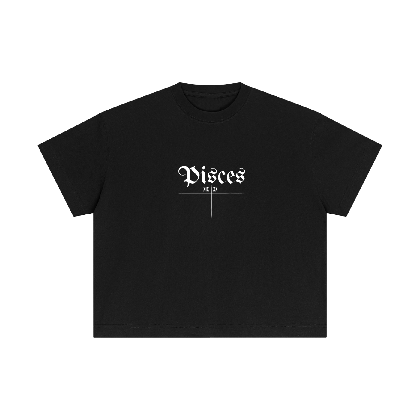 Pisces Bearth Signs - Black Essential Cotton Boxy T-Shirt