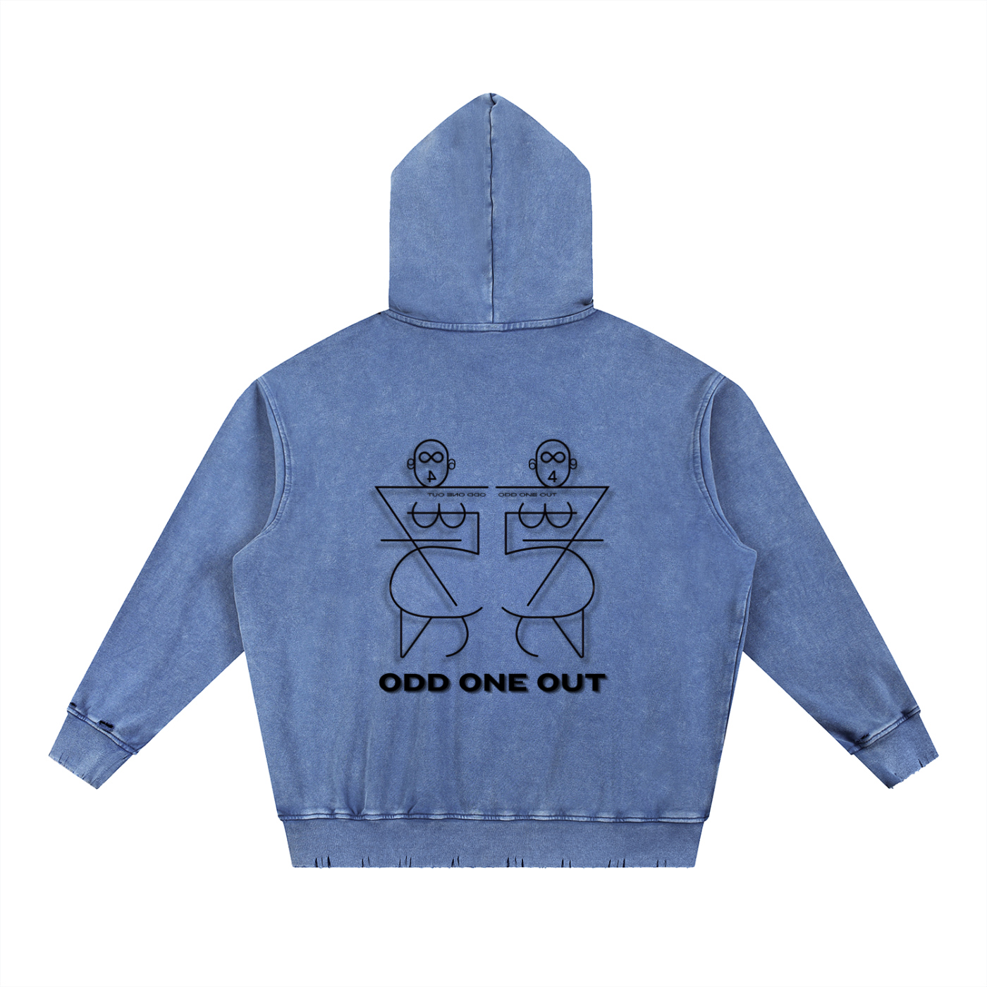 O.1.O Looking Glass -  Grey | Blue | Brown - Snow Wash Hand-Frayed Heavyweight  Hoodie