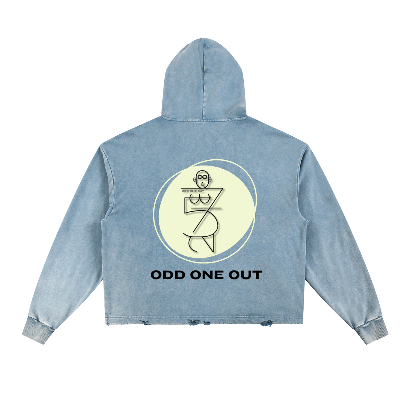 O.1.O Spinner -  Black | Blue - Vintage Washed Frayed-Hem Hoodie