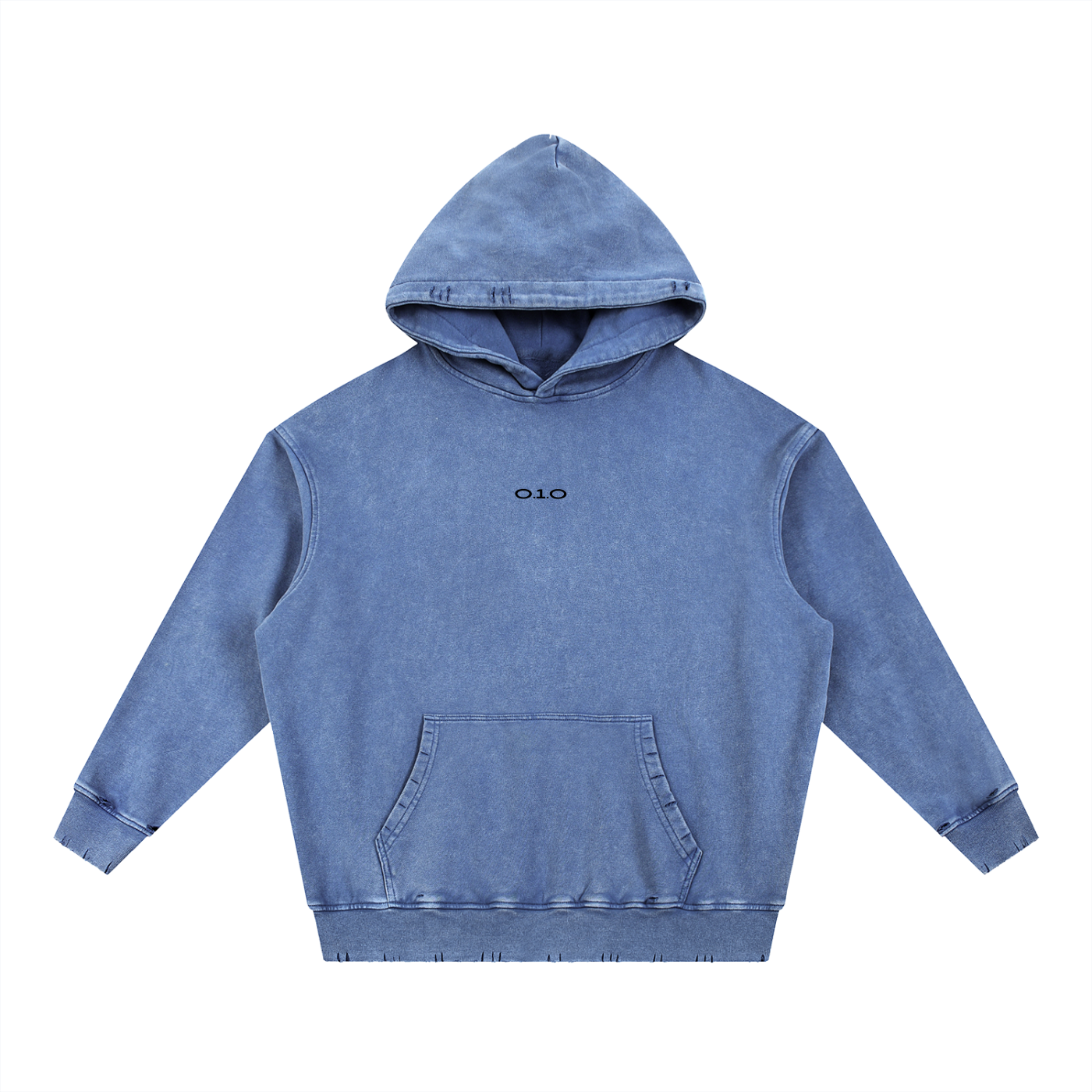 O.1.O Looking Glass | Royal Blue - Snow Wash Hand-Frayed Heavyweight  Hoodie