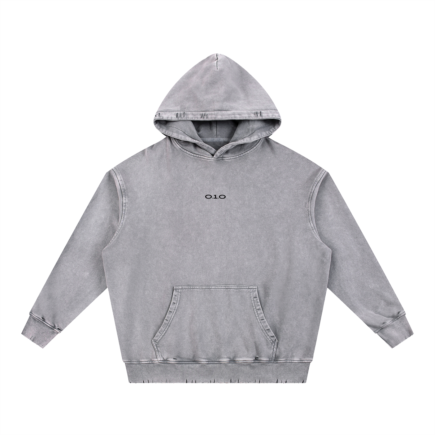 O.1.O Looking Glass -  Grey | Blue | Brown - Snow Wash Hand-Frayed Heavyweight  Hoodie