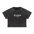 Scorpio Bearth Sign - Women's Mineral Wash Raglan Crop T-Shirt