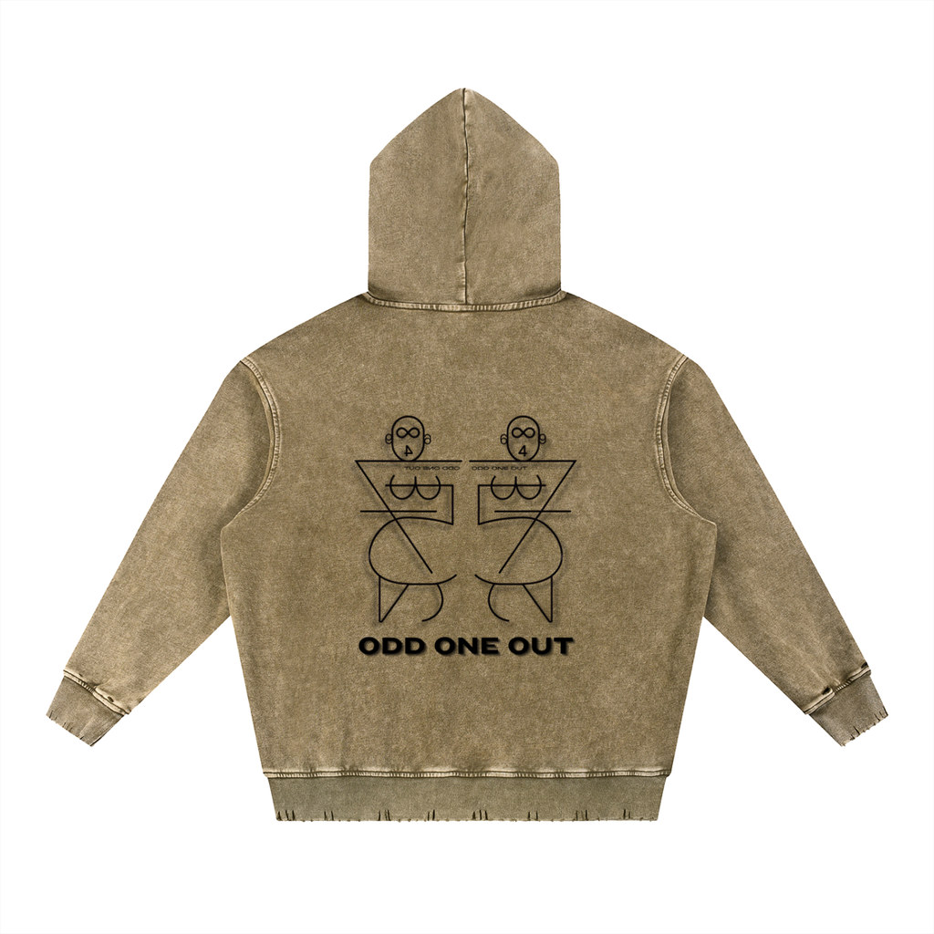 O.1.O Looking Glass -  Grey | Blue | Brown - Snow Wash Hand-Frayed Heavyweight  Hoodie
