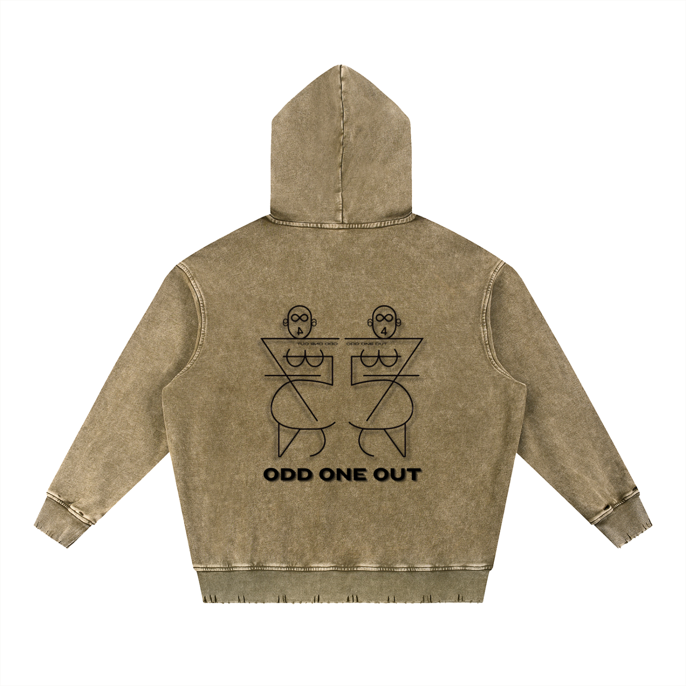 O.1.O Looking Glass -  Grey | Blue | Brown - Snow Wash Hand-Frayed Heavyweight  Hoodie