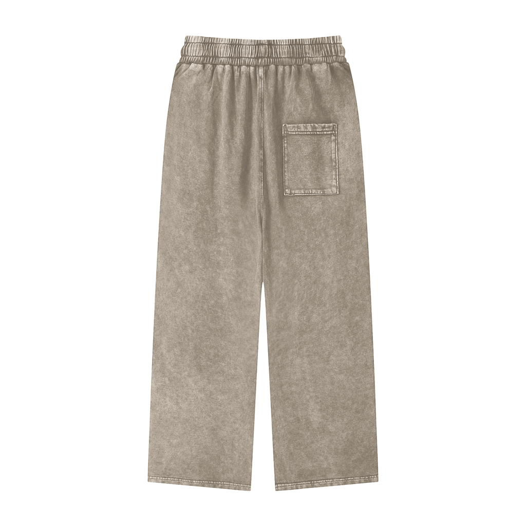 Stone Grey - Snow Washed Straight Leg Pants
