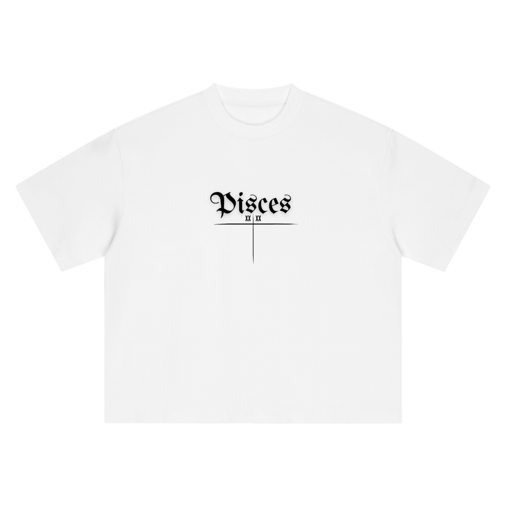 Pisces Bearth Sign - White Boxy Oversized T-Shirt