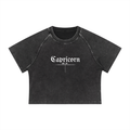 Capricorn Bearth Sign - Women's Mineral Wash Raglan Crop T-Shirt