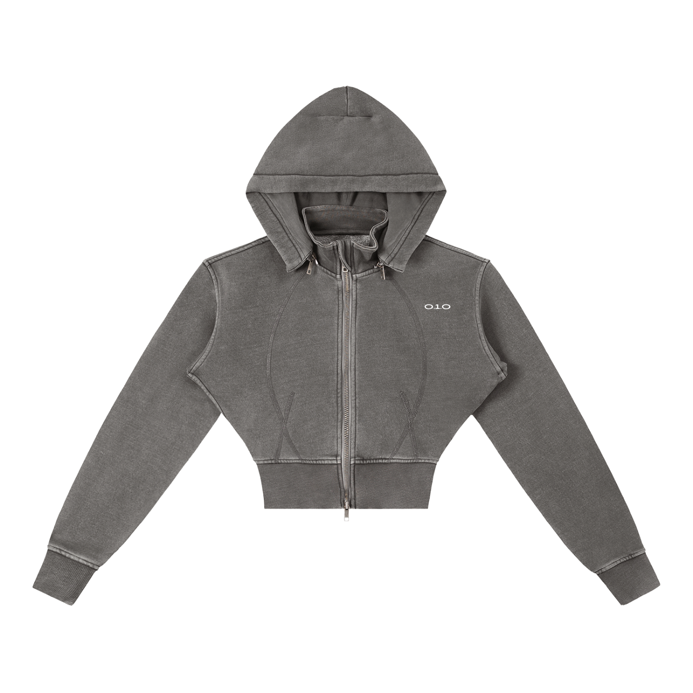 Dark Grey Womens - Vintage Washed Cropped Fleece Hoodie