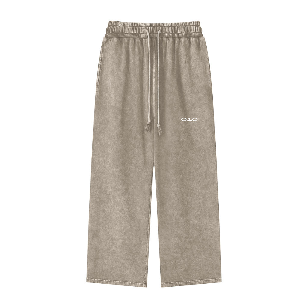 Stone Grey - Snow Washed Straight Leg Pants