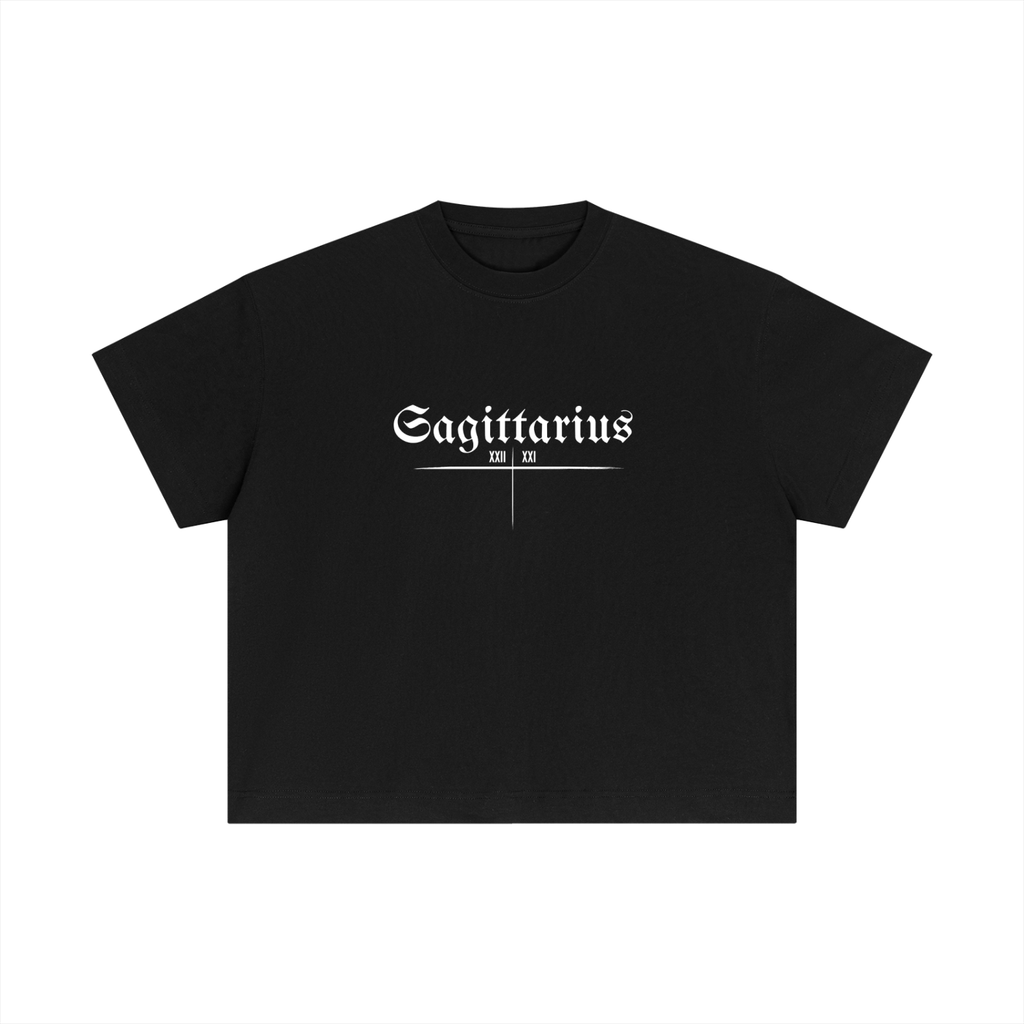 Sagittarius Bearth Signs - Black Essential Cotton Boxy T-Shirt