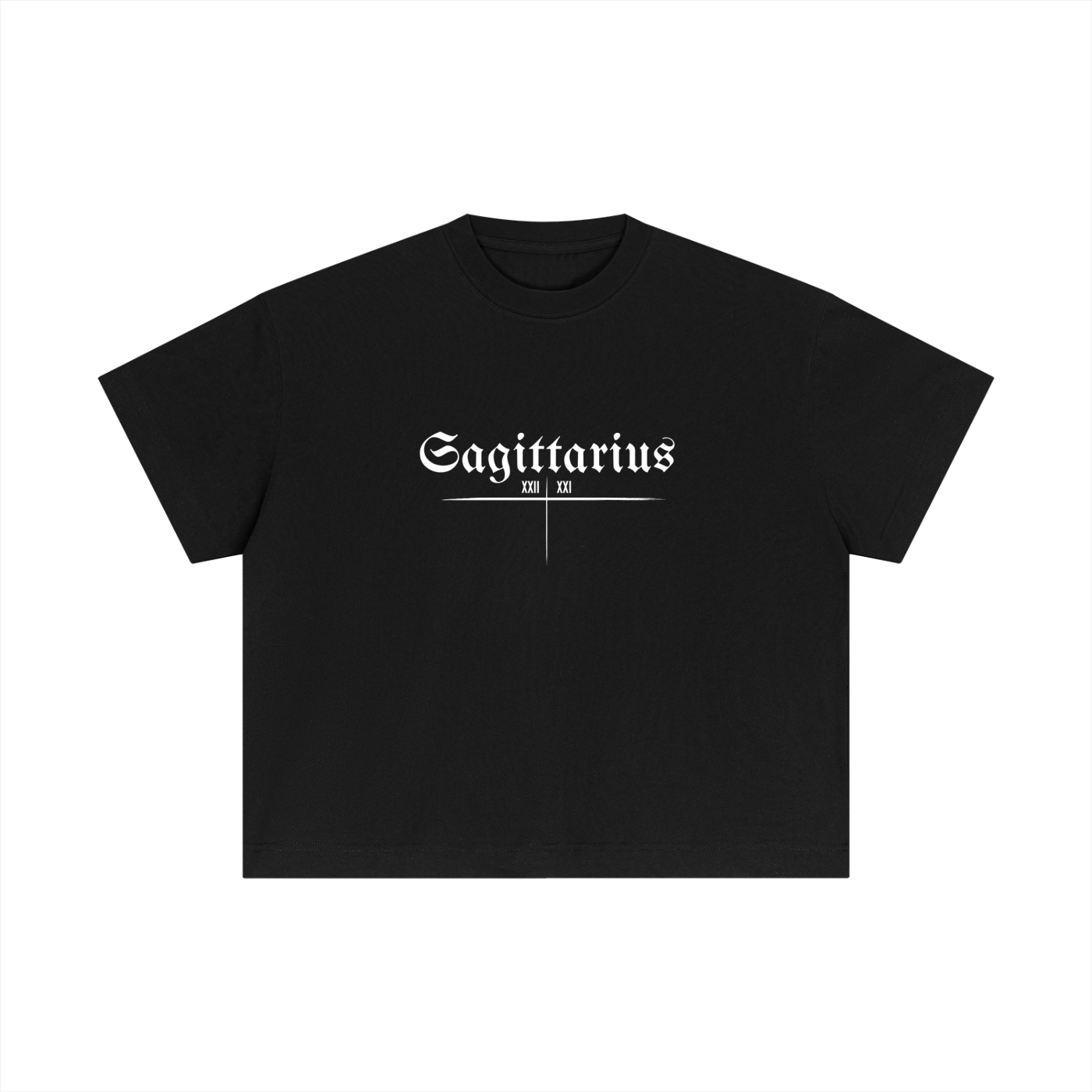 Sagittarius Bearth Signs - Black Essential Cotton Boxy T-Shirt