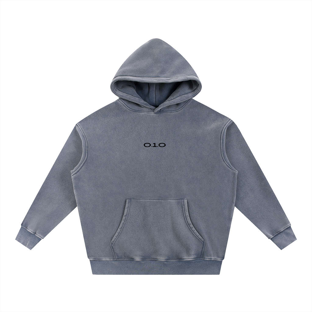 O.1.O Chrome - Dark Grey | Light Grey - Snow Wash Fleece Oversize Hoodie