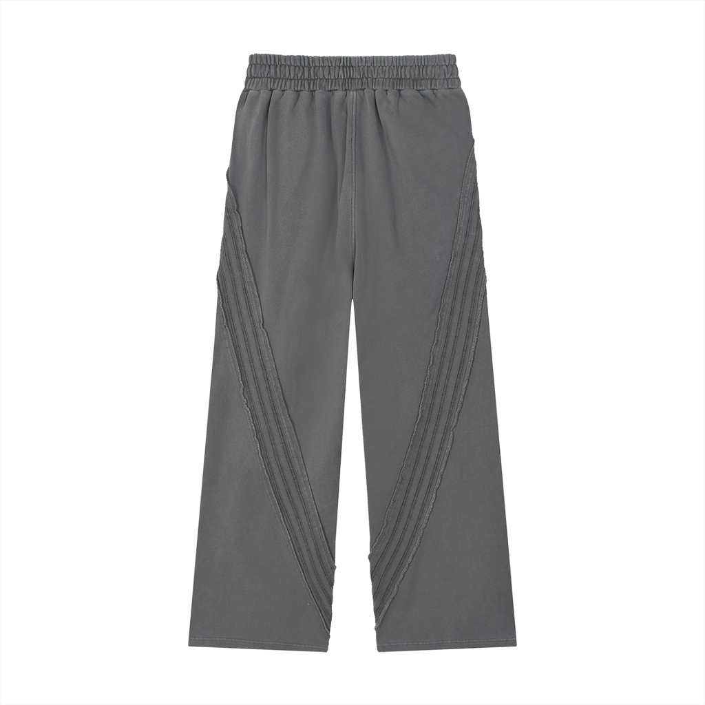 Dark Grey - Snow Washed Tape Raw Edge Sweatpants