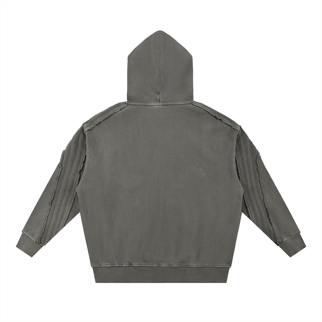 Dark Gray - Snow Washed Tape Raw Edge Hoodie
