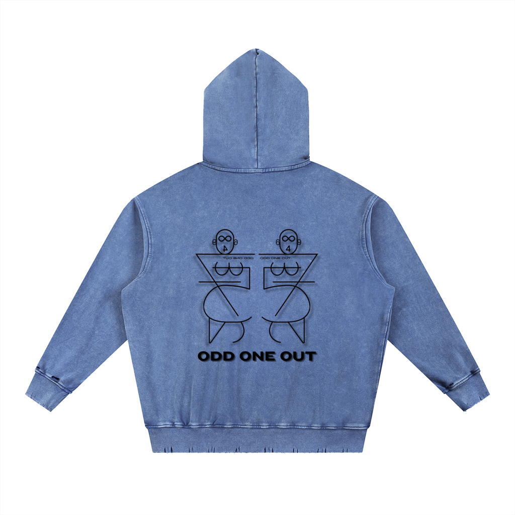 O.1.O Looking Glass | Royal Blue - Snow Wash Hand-Frayed Heavyweight  Hoodie