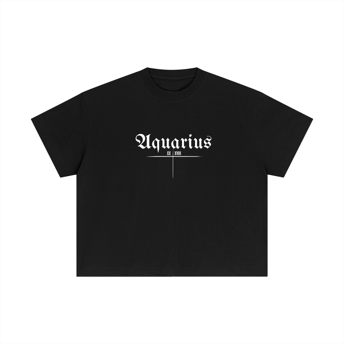 Aquarius Bearth Signs - Black Essential Cotton Boxy T-Shirt