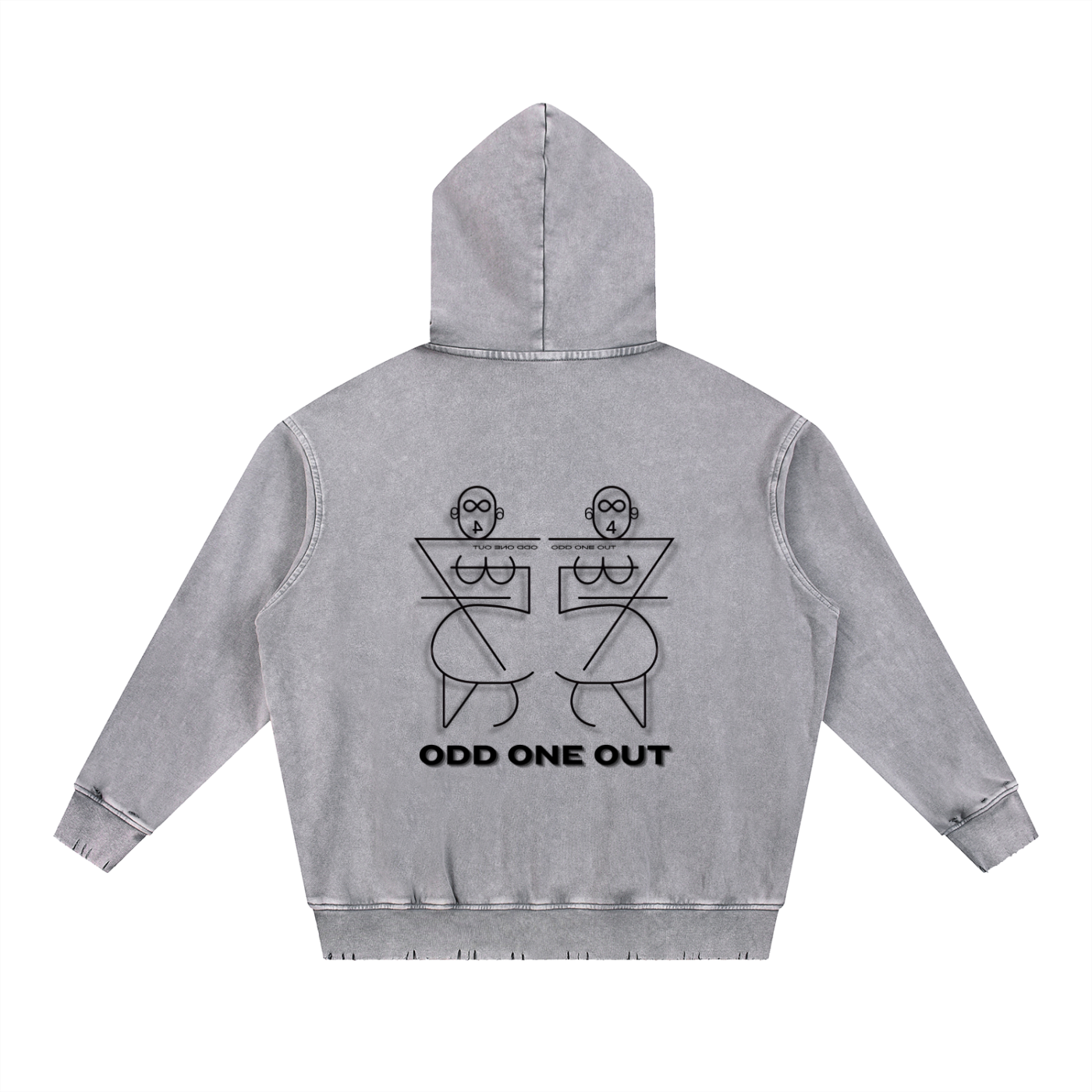 O.1.O Looking Glass -  Grey | Blue | Brown - Snow Wash Hand-Frayed Heavyweight  Hoodie